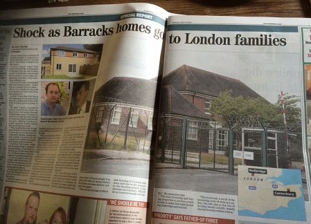 Kentish Gazette Artikel: Shock as Baracks homes go to London families